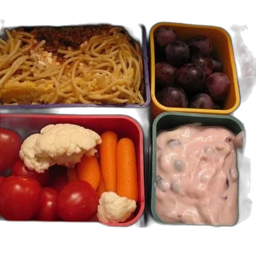 food, colorful, bento, box, various, compartments, filled, items transparent PNG cut-out