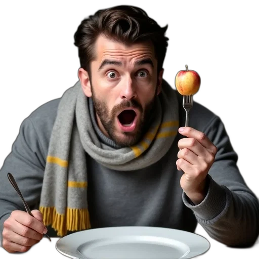food, staff, jacket, face, photorealistic, 3d render, concept art, man transparent PNG cut-out