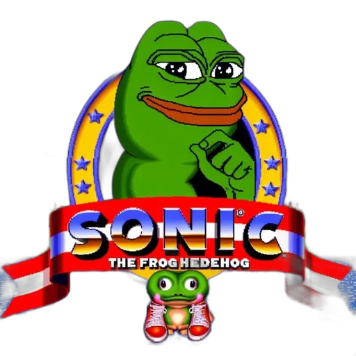 creature, concept art, pixel art, 3d render, parody, sonic, featuring, pepe transparent PNG cut-out