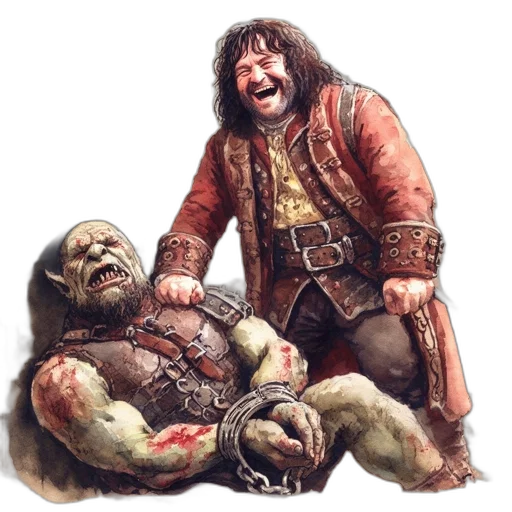 concept art, fantasy art, comic book art, fantasy, setting, armored, figure, laughs transparent PNG cut-out