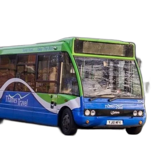 photorealistic, 3d render, thames, travel, bus, blue, green, colors transparent PNG cut-out