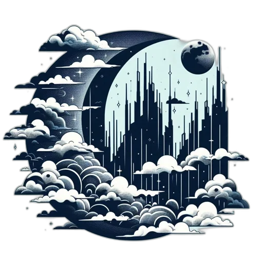 umbrella, fantasy art, concept art, pixel art, comic book art, outer space, fog, snow transparent PNG cut-out
