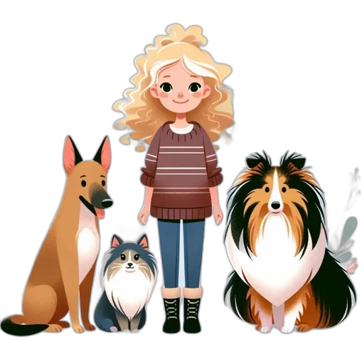 animal, cartoon, concept art, pixel art, fantasy art, young, girl, curly transparent PNG cut-out
