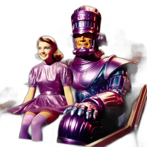 robot, furniture, concept art, vaporwave, comic book art, fantasy art, outer space, young transparent PNG cut-out