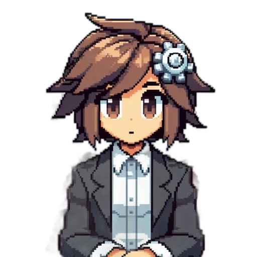 staff, hat, robot, flower, pixel art, anime, concept art, cartoon transparent PNG cut-out