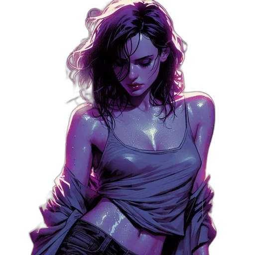 comic book art, cyberpunk, concept art, fantasy art, neon lights, fire, blue, dark transparent PNG cut-out
