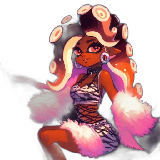 dress, hair, staff, weapon, concept art, pixel art, watercolor, vaporwave transparent PNG cut-out