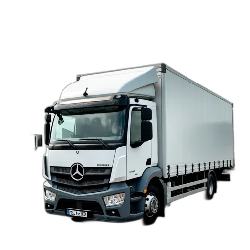 car, photorealistic, 3d render, white, delivery, truck, words, sorel transparent PNG cut-out