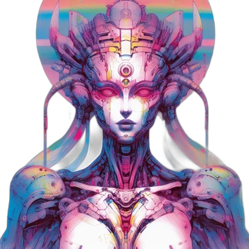 face, mask, cyberpunk, concept art, fantasy art, vaporwave, pastel, colorful transparent PNG cut-out