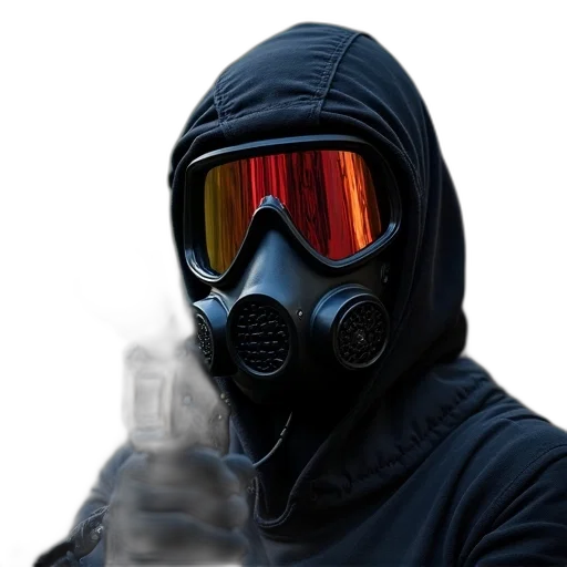 mask, jacket, face, staff, concept art, cyberpunk, 3d render, photorealistic transparent PNG cut-out
