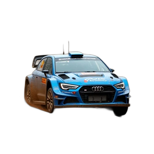 car, 3d render, concept art, blue, racing, dirt, road, large transparent PNG cut-out