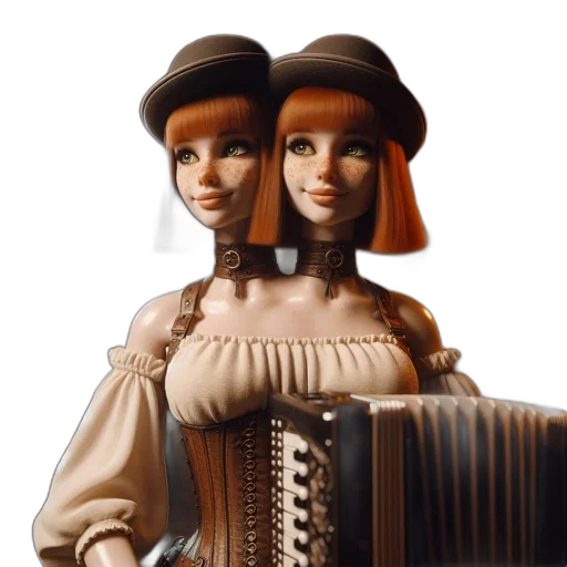 robot, 3d render, photorealistic, concept art, oil painting, two, identical, women transparent PNG cut-out
