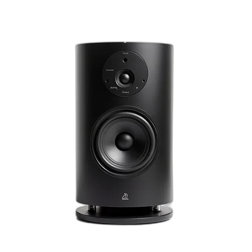black, speaker, circular, grill, central, opening, centered, white transparent PNG cut-out