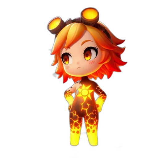 staff, 3d render, pixel art, concept art, cartoon, fire, golden, chibi transparent PNG cut-out
