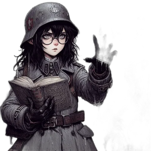 weapon, hat, staff, jacket, concept art, fantasy art, comic book art, anime transparent PNG cut-out