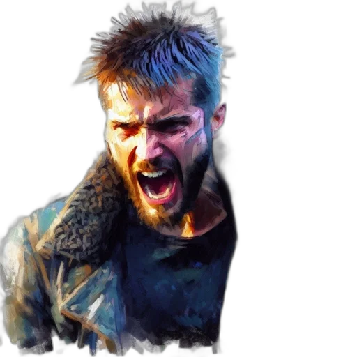 jacket, face, weapon, concept art, comic book art, photorealistic, watercolor, blue transparent PNG cut-out
