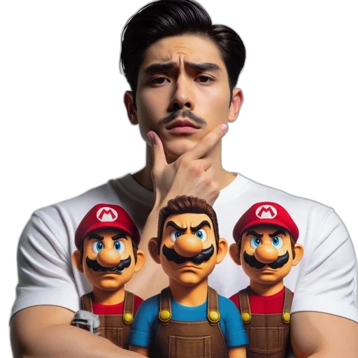 face, mask, pixel art, concept art, 3d render, cartoon, man, mustache transparent PNG cut-out