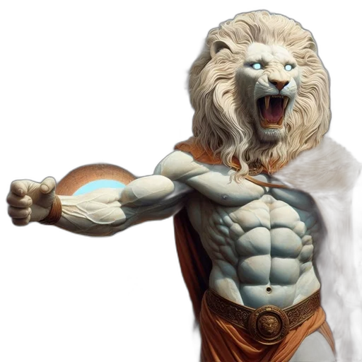 animal, fantasy art, 3d render, concept art, comic book art, massive, lion, draped transparent PNG cut-out