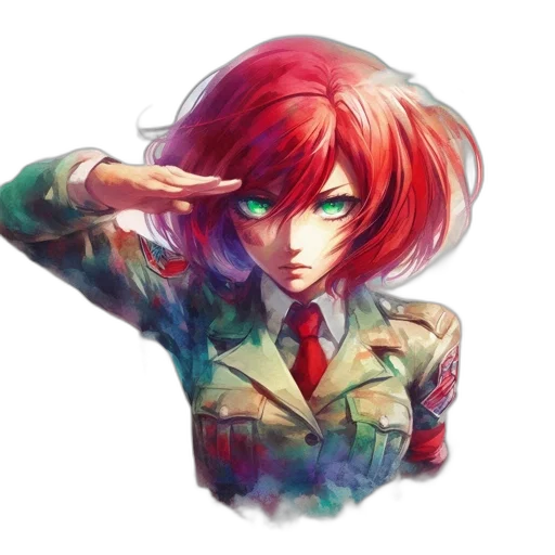 jacket, weapon, face, staff, anime, watercolor, pixel art, concept art transparent PNG cut-out