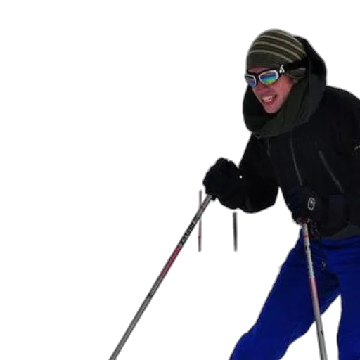 staff, 3d render, concept art, photorealistic, skier, blue, pants, black transparent PNG cut-out