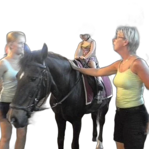 woman, yellow, tank, top, assisting, young, girl, black transparent PNG cut-out