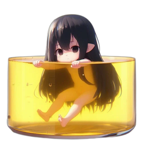 creature, bottle, hair, dragon, anime, 3d render, pixel art, concept art transparent PNG cut-out