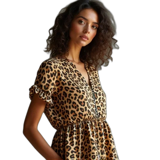 dress, jacket, leopard, print transparent PNG cut-out