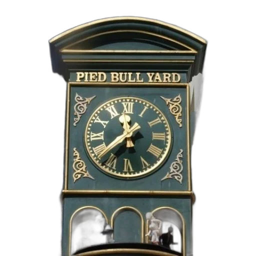 3d render, green, clock, tower, gold, trim, words, pied transparent PNG cut-out
