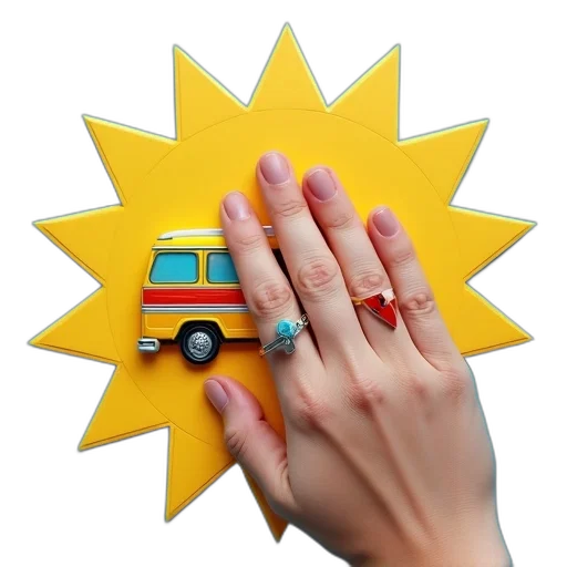 jewelry, car, 3d render, photorealistic, close-up, person, hand, wearing transparent PNG cut-out