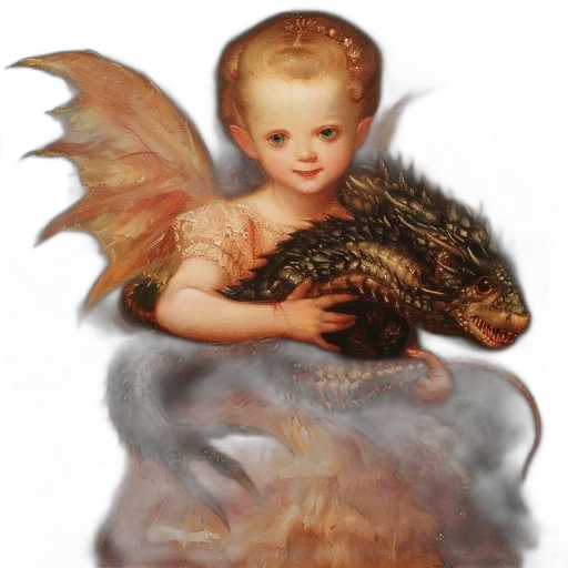 dragon, creature, animal, fantasy art, photorealistic, oil painting, concept art, young transparent PNG cut-out