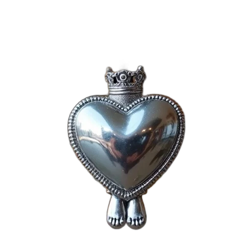 crown, jewelry, robot, 3d render, concept art, fantasy art, silver, heart-shaped transparent PNG cut-out
