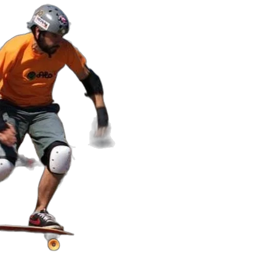 photorealistic, 3d render, two, skateboarders, wearing, protective, gear, racing transparent PNG cut-out