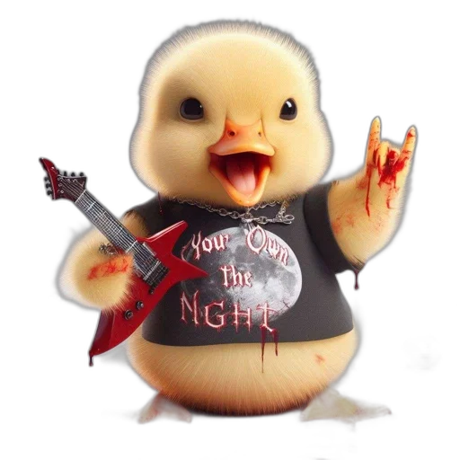 3d render, concept art, cute, yellow, duckling, dressed, own, night transparent PNG cut-out
