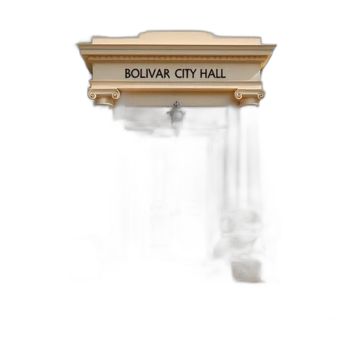building, photorealistic, 3d render, concept art, beige, sign, reads, bolivar transparent PNG cut-out