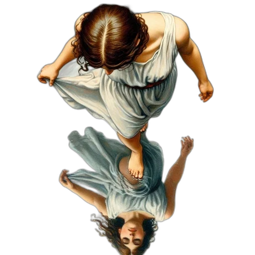 photorealistic, oil painting, concept art, 3d render, woman, flowing, white, dress transparent PNG cut-out