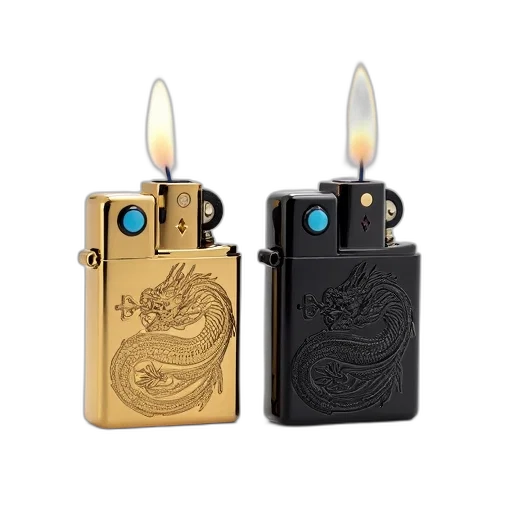 jewelry, two, lighters, displayed, side, left, lighter, has transparent PNG cut-out