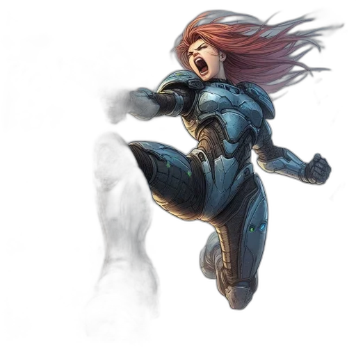 concept art, fantasy art, comic book art, pixel art, fire, blue, woman, futuristic transparent PNG cut-out