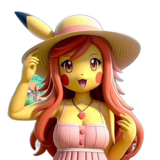 hat, staff, dress, 3d render, pixel art, cartoon, concept art, golden transparent PNG cut-out