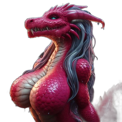 dragon, creature, animal, fantasy art, concept art, 3d render, photorealistic, red transparent PNG cut-out