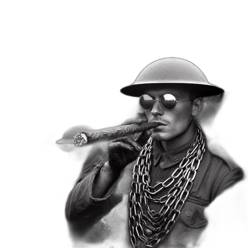 hat, weapon, face, jacket, concept art, comic book art, pencil sketch, photorealistic transparent PNG cut-out