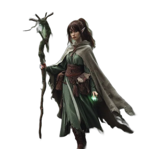 staff, fantasy art, concept art, pixel art, comic book art, green, earth tones, dark transparent PNG cut-out