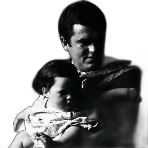 photorealistic, black, white, photo, man, holding, baby transparent PNG cut-out