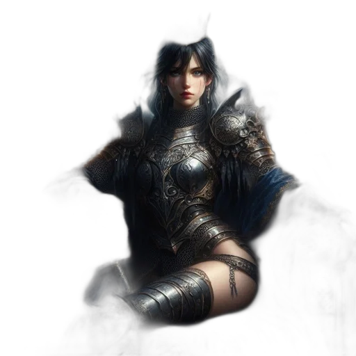 sword, weapon, dress, fantasy art, concept art, 3d render, comic book art, dark transparent PNG cut-out