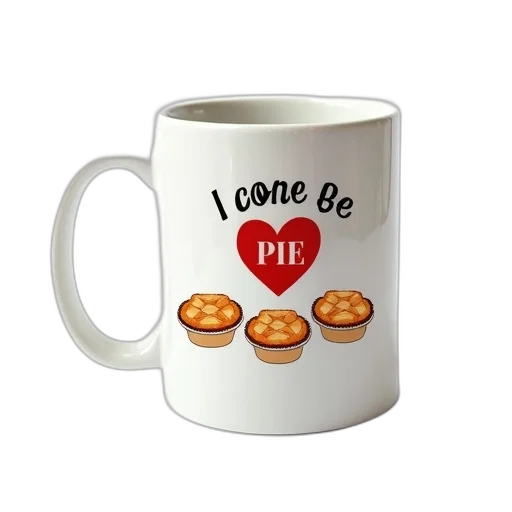 white, mug, graphic, design, featuring, three, pies, heart-shaped transparent PNG cut-out