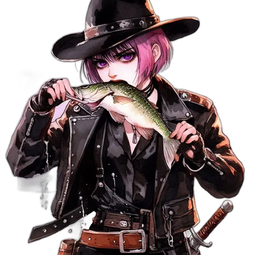 weapon, hat, animal, food, anime, pixel art, concept art, cyberpunk transparent PNG cut-out