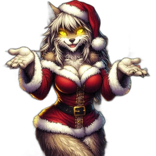 pixel art, fantasy art, concept art, cartoon, anthropomorphic, creature, resembling, santa transparent PNG cut-out
