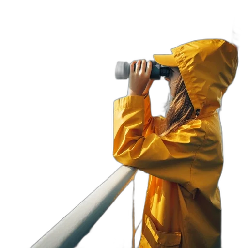 umbrella, jacket, staff, weapon, photorealistic, rain, fog, person transparent PNG cut-out