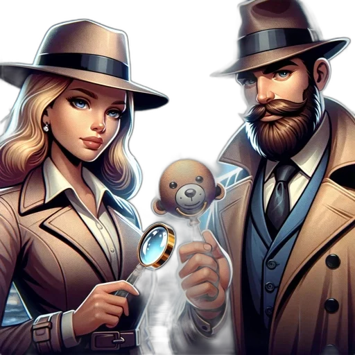 concept art, comic book art, fantasy art, cartoon, two, characters, resembling, detectives transparent PNG cut-out