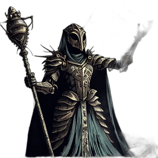 staff, mask, sword, weapon, concept art, fantasy art, comic book art, pixel art transparent PNG cut-out