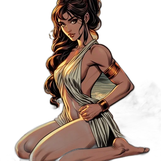 dress, comic book art, concept art, fantasy art, pixel art, golden, earth tones, dark transparent PNG cut-out